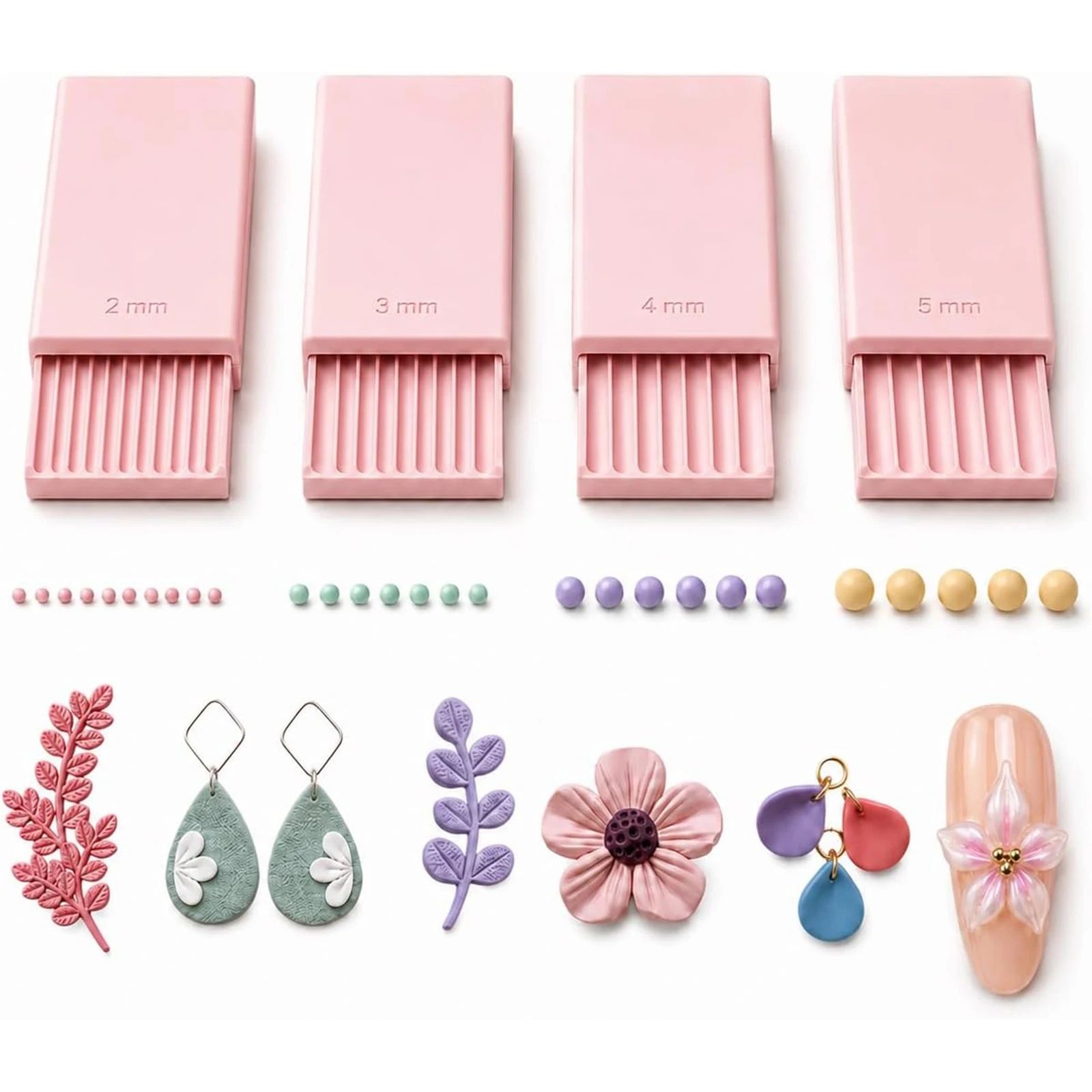 3D Printing Nails - 4-teiliges 3D-Druck-Ton-Gel-Ball-Maker-Werkzeug, Nagelkunst-Perlenroller für 3D-Gel-Blumen |