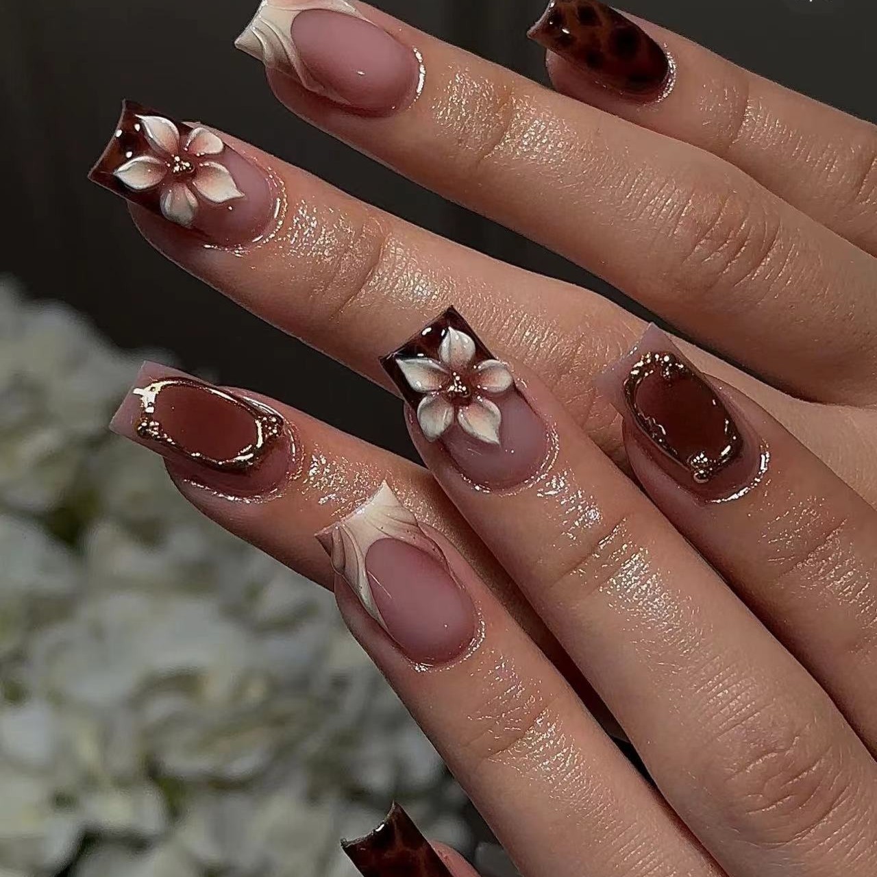 3D Printing Nails - Kurze, quadratische Kunstnägel für Damen und