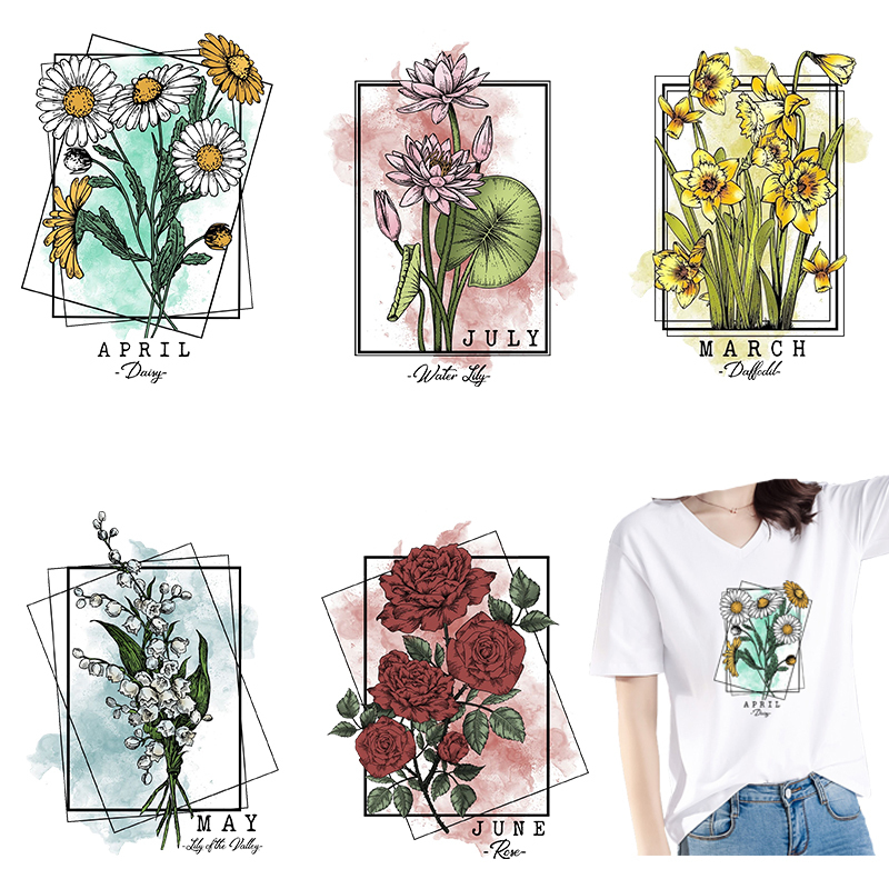 3D Printing On Fabric - Wunderschöner Gänseblümchen- und Violetter Blumenstrauß, Wärmeübertragung,